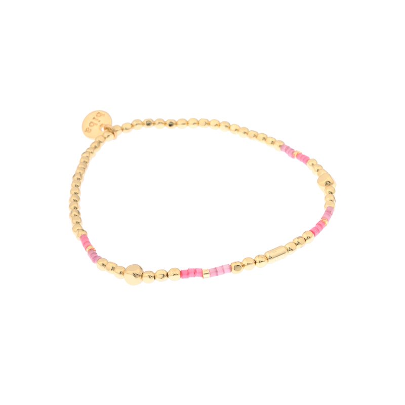Biba armband met goud en roze kralen maat 2mm