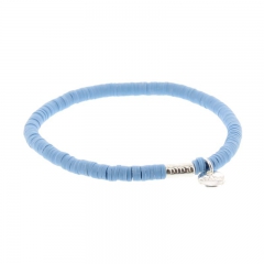 Biba clay armband kleur mid blue kralen 4mm