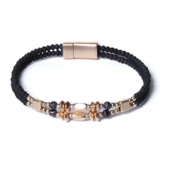 Biba armband facet en disckralen kleur zwart met goudaccenten