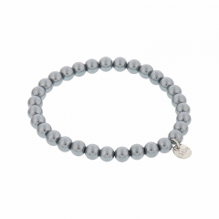 Biba pearl armband kleur blue grey 6mm