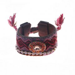 geknoopte ibiza armband breed kleur purple pink