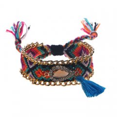 geknoopte ibiza armband kleur blue orange