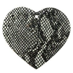 Leren hart kleur snake black