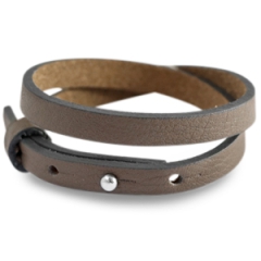 Smalle leren armband kleur dark greige brown