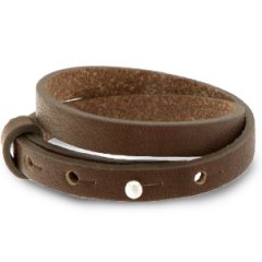 Smalle leren dubbele armband kleur alcazar brown